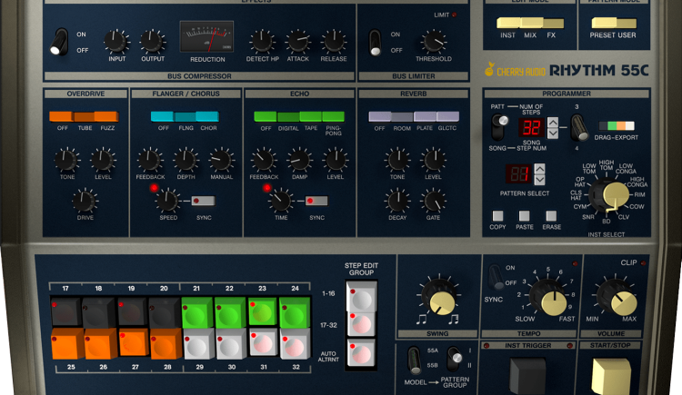 New Drum Machines by Cherry Audio, BFD Drums, Audiomodern, and Bradshaw Instruments